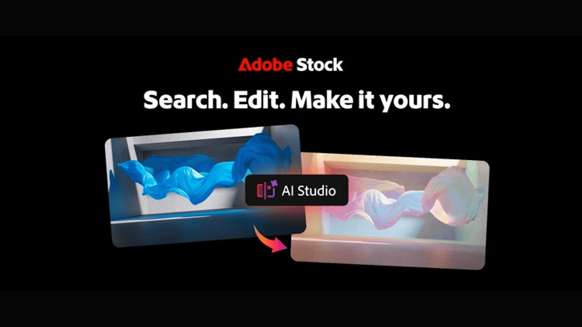 Public Adobe Stock visual presenting search and editing with AI Studio