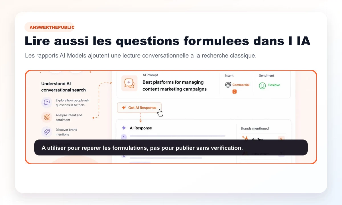 Aperçu public AnswerThePublic des rapports AI Models et formulations conversationnelles