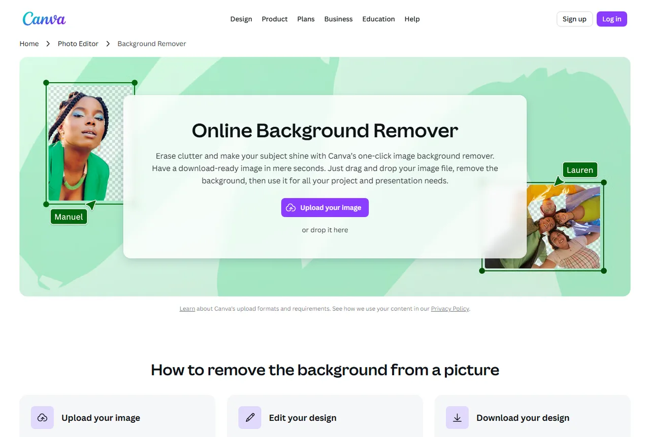 Aperçu public Canva Background Remover pour retirer le fond d'une image