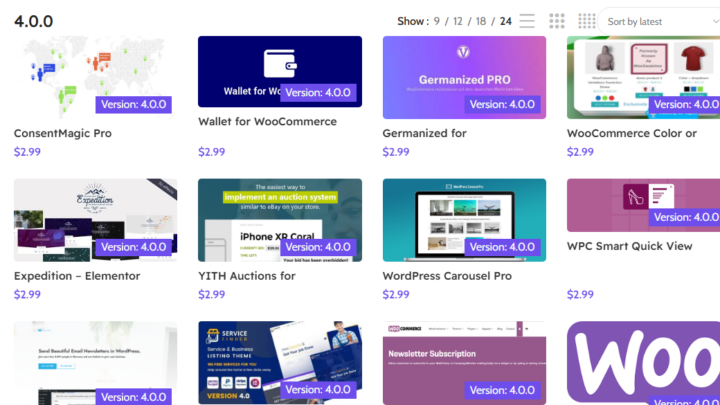 Public CreativSea preview with resources filtered by version
