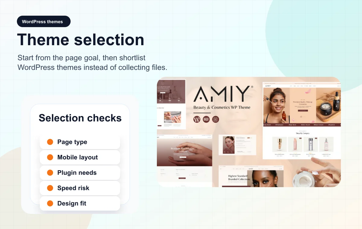 Cromur composition showing WordPress theme selection before publication