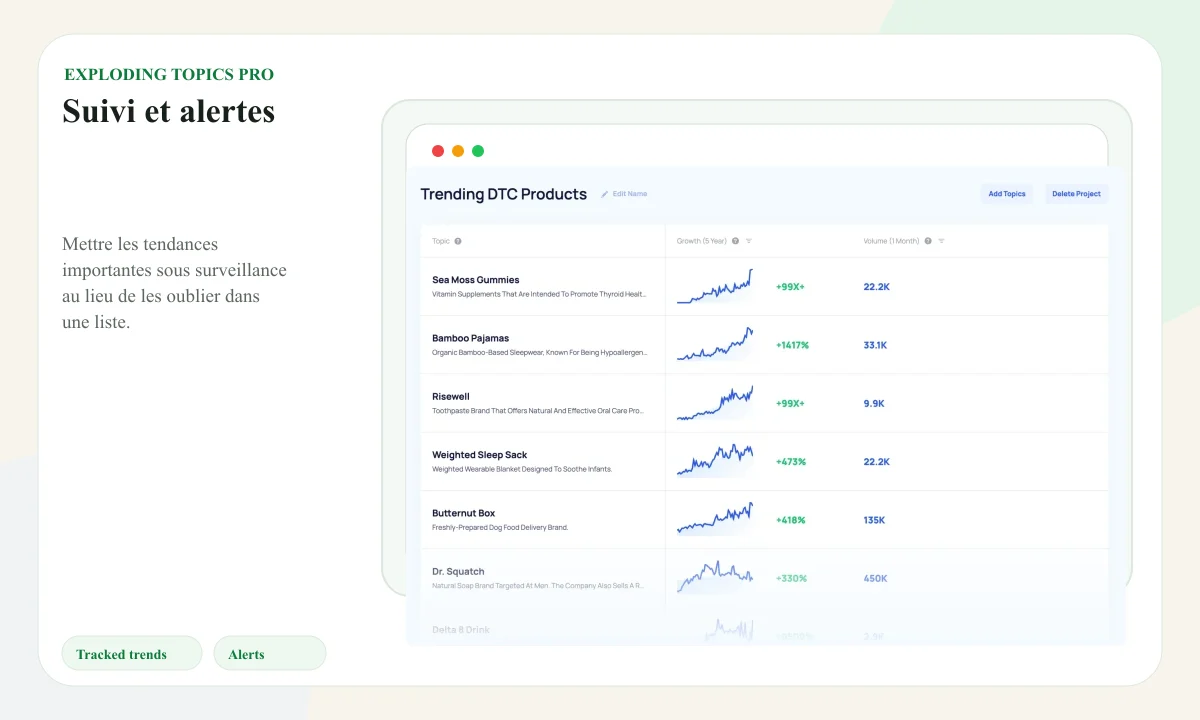 Official public preview of tracking and alerts inside Exploding Topics Pro
