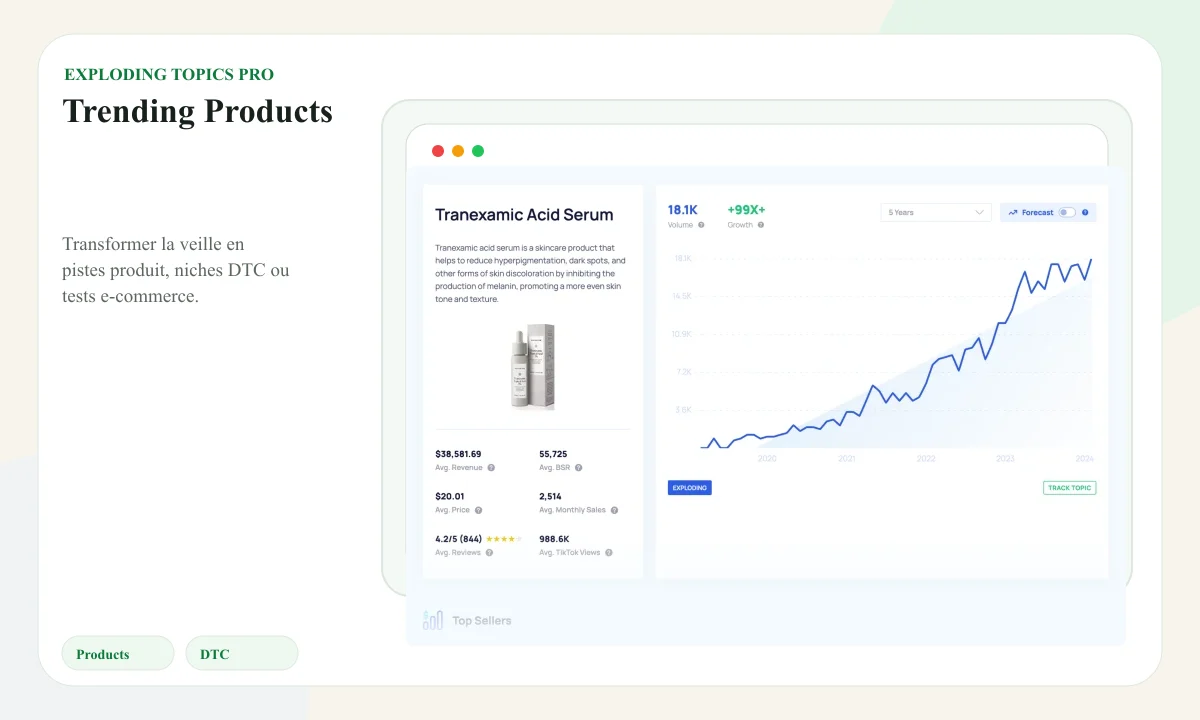 Official public preview of Trending Products inside Exploding Topics Pro
