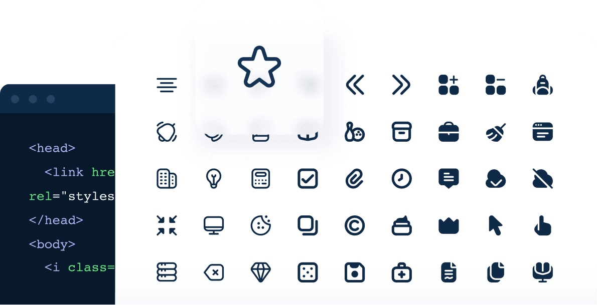 Public Flaticon visual showing Uicons families in a web interface