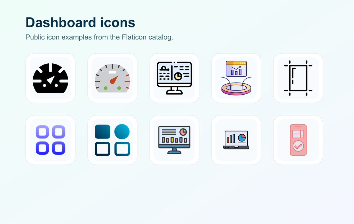 Public dashboard icon examples from the Flaticon catalog