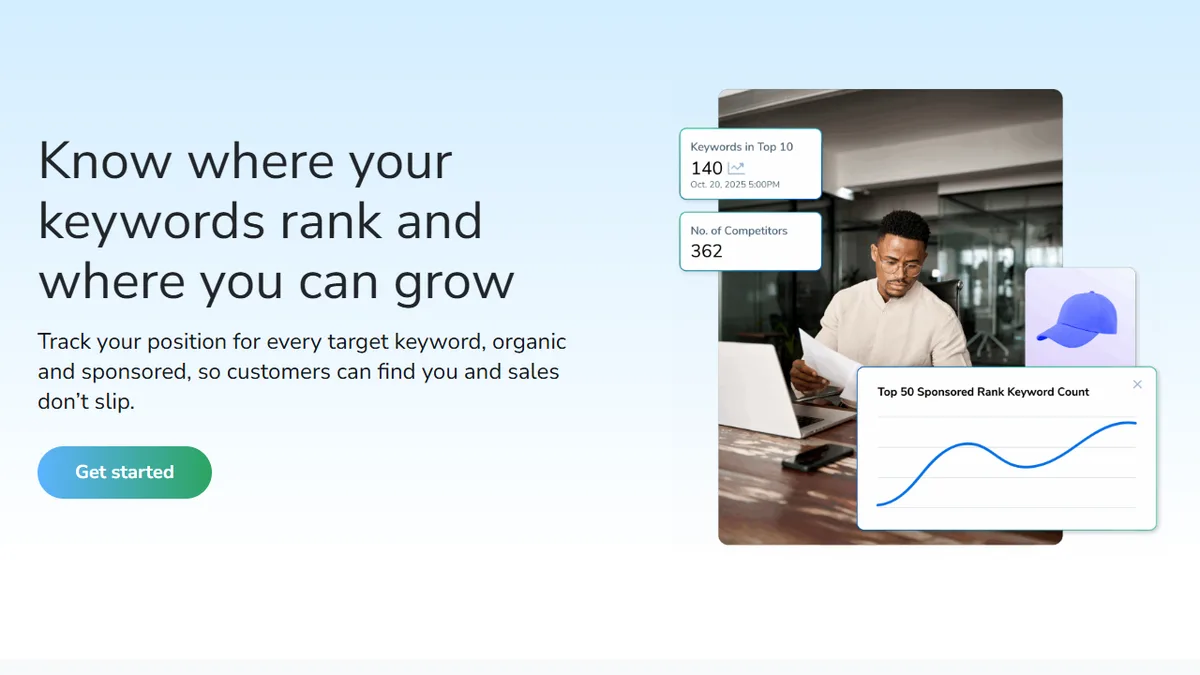 Aperçu public Helium 10 Keyword Tracker avec graphiques de positions