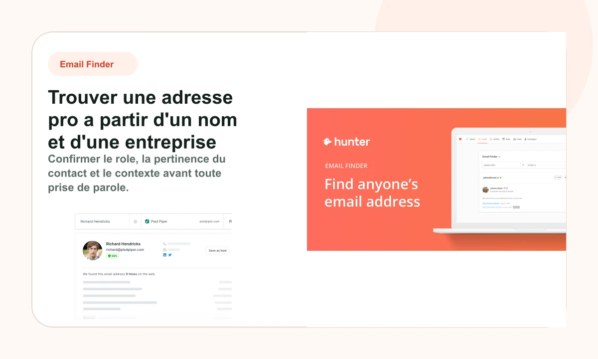 Aperçu public de la recherche d'adresse email Hunter