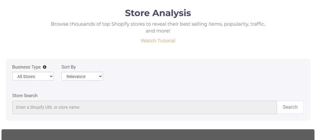 Public Niche Scraper Store Analysis preview with store search and filters