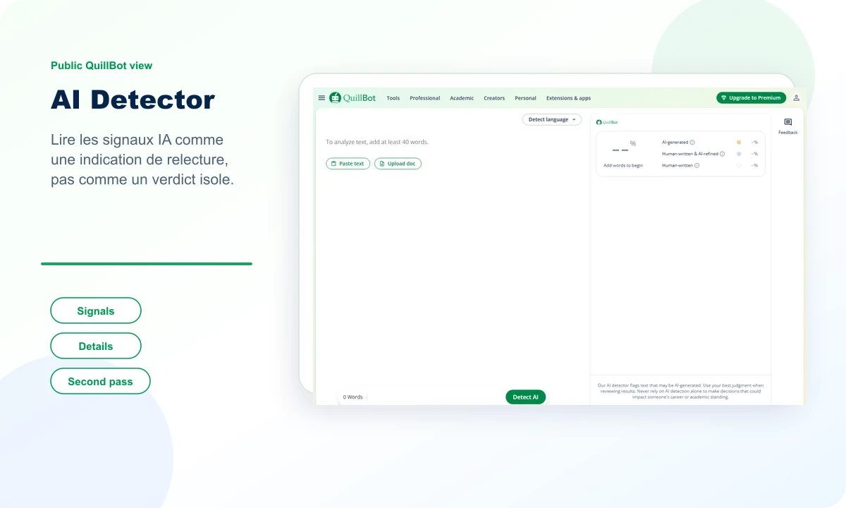 Public preview of the QuillBot AI detector