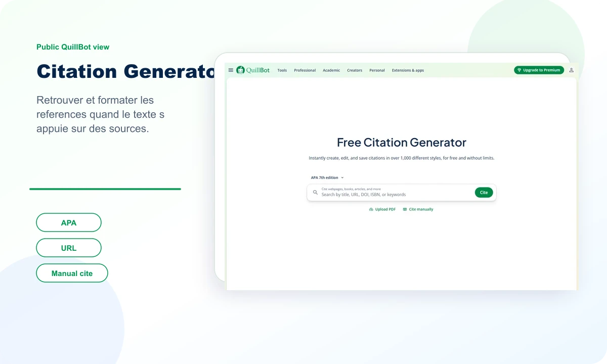 Public preview of the QuillBot citation generator