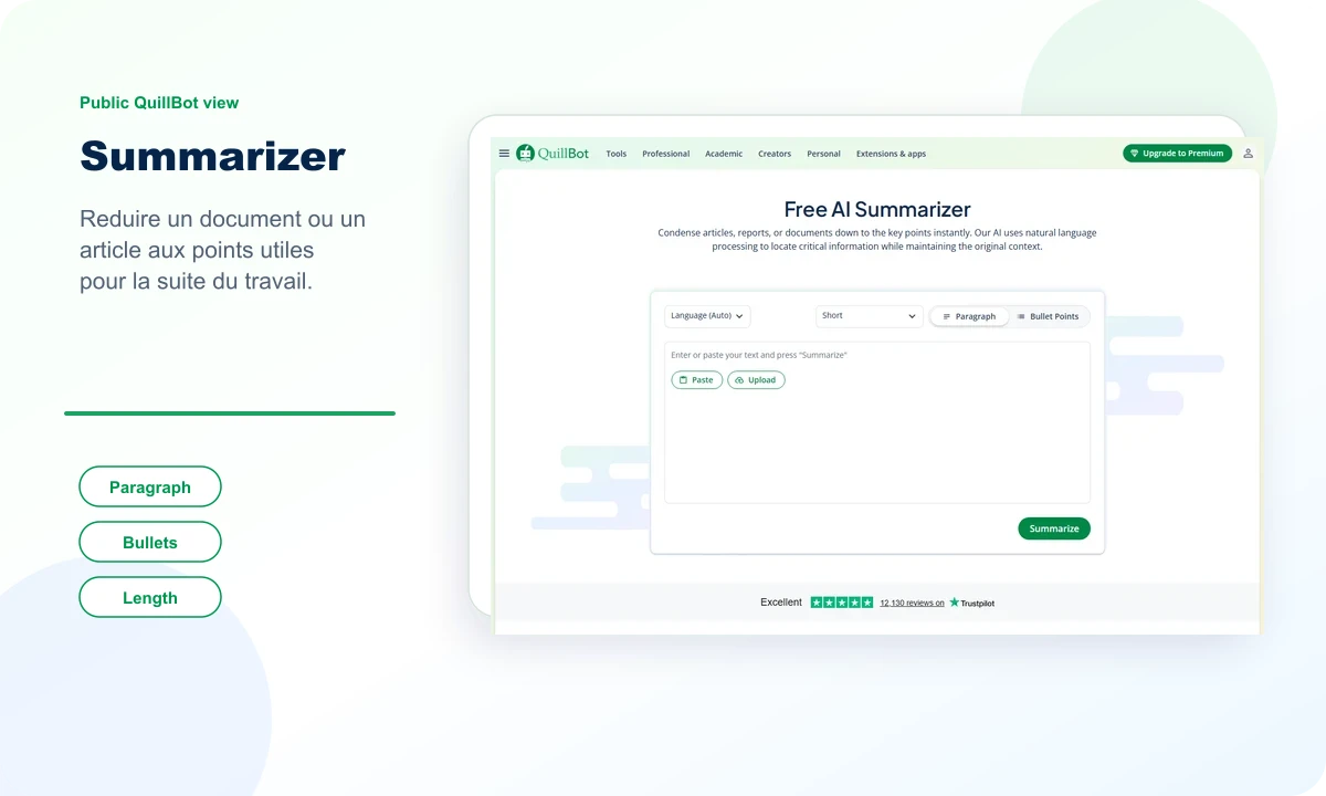 Public preview of the QuillBot summarizer