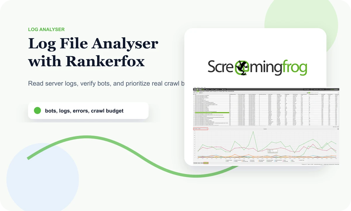 Screaming Frog Log File Analyser with Rankerfox preview