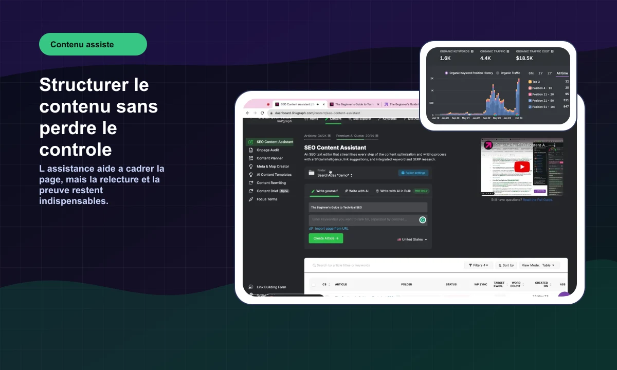 Aperçu public SearchAtlas de contenu assisté et d'analyse éditoriale