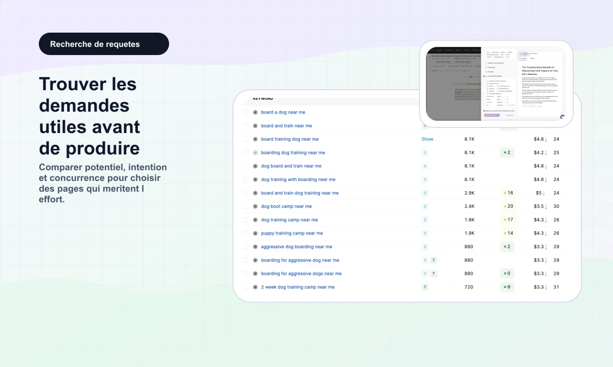 Aperçu public SearchAtlas de recherche de requêtes et de potentiel SEO