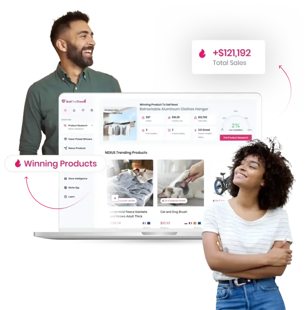 Aperçu public Sell The Trend montrant une recherche de produits gagnants