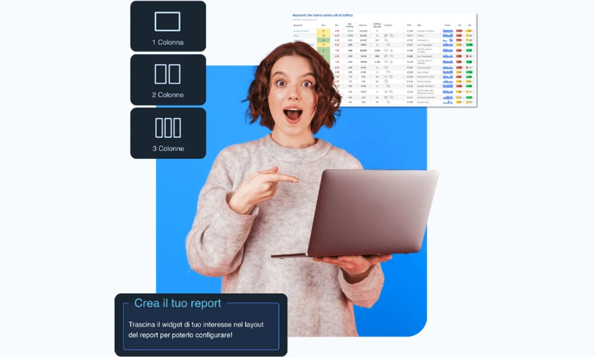 Aperçu public SEOZoom Report avec tableau de données