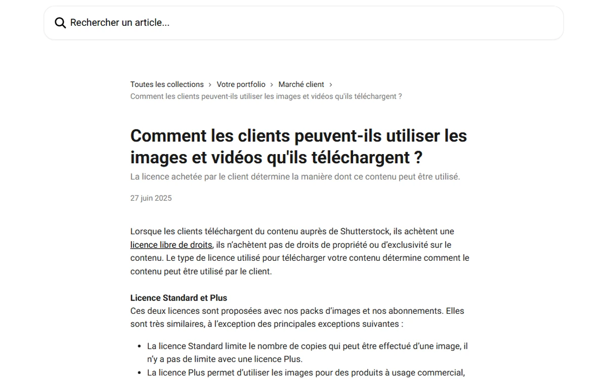 Capture publique Shutterstock Contributor sur l'utilisation des images et vidéos téléchargées