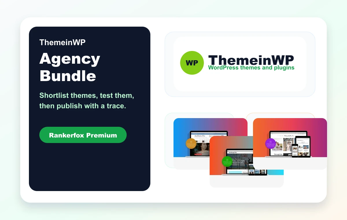 Composition ThemeinWP All Agency Bundle avec thèmes WordPress et routine de test