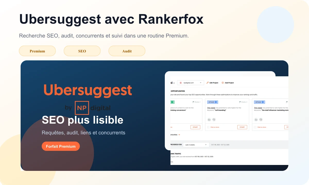 Ubersuggest with Rankerfox preview