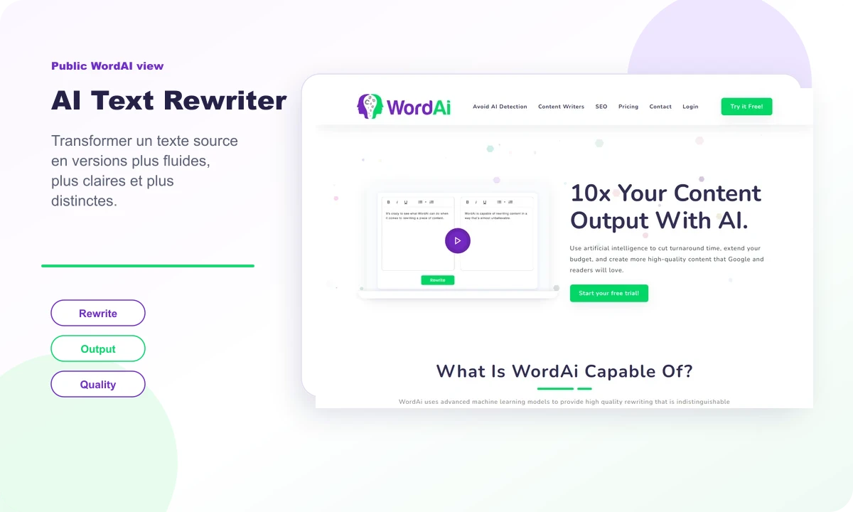Aperçu public du AI Text Rewriter WordAI