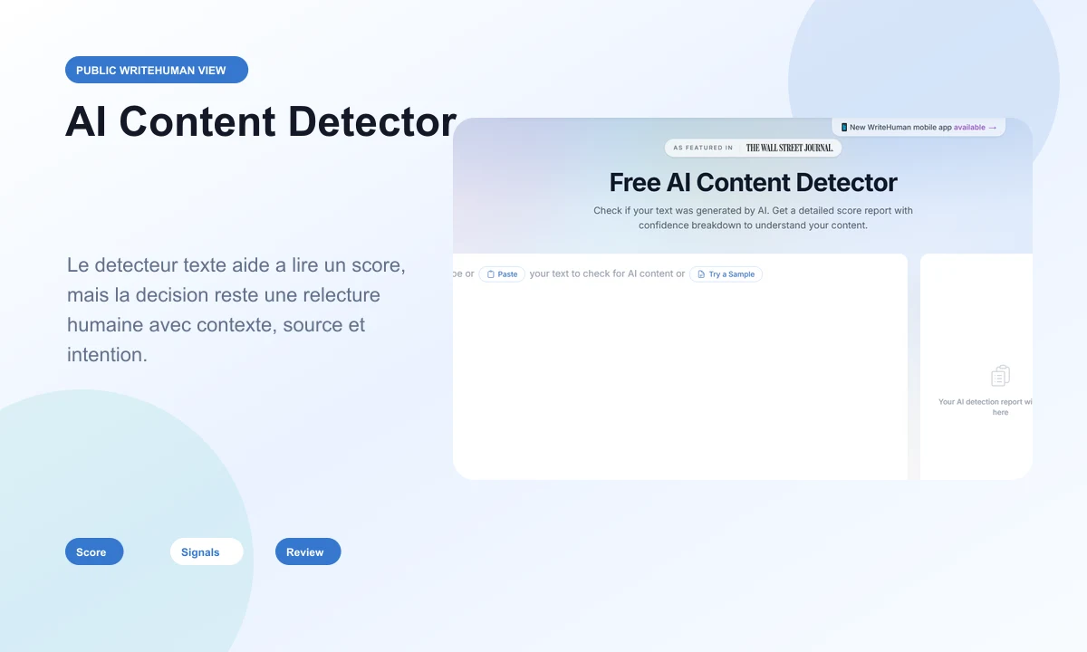 Aperçu public du AI Content Detector WriteHuman