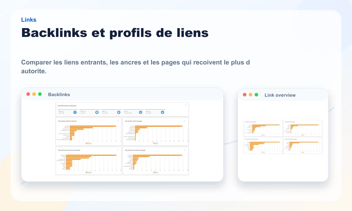 Aperçu public XOVI des backlinks et du profil de liens