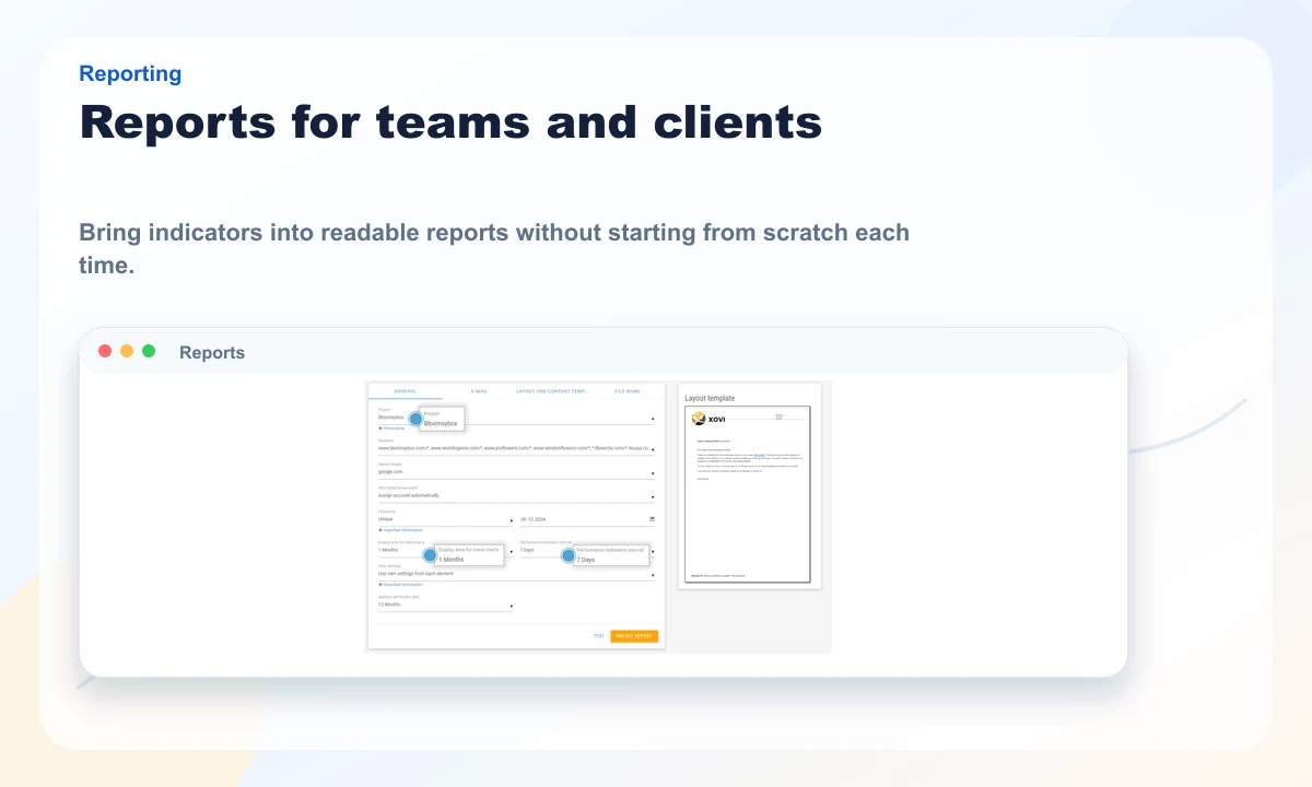 Public XOVI preview of SEO reports