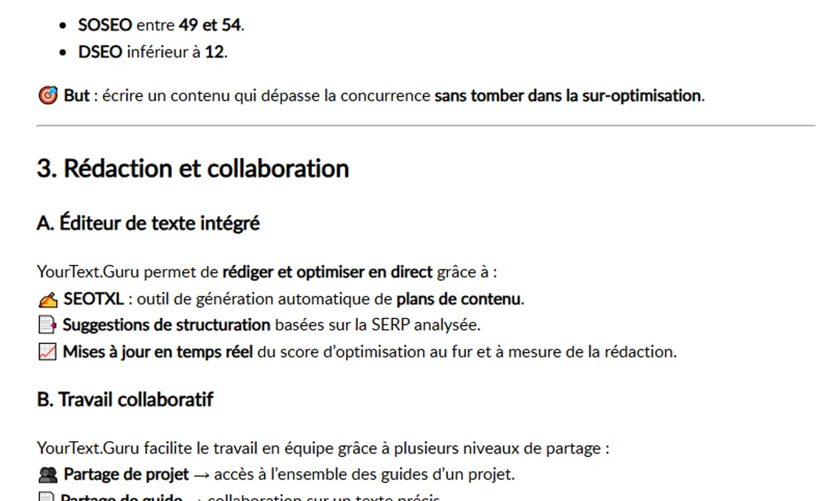 Public YourTextGuru preview with scores and collaboration options