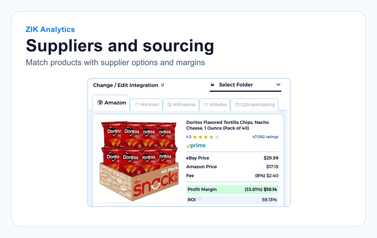 Public ZIK Analytics preview showing sourcing and supplier matches